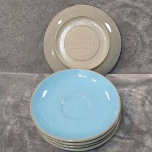 HARKERWARE Blue Mist 6" ‎ Saucer Blue Gray Speckled Vintage Stone China